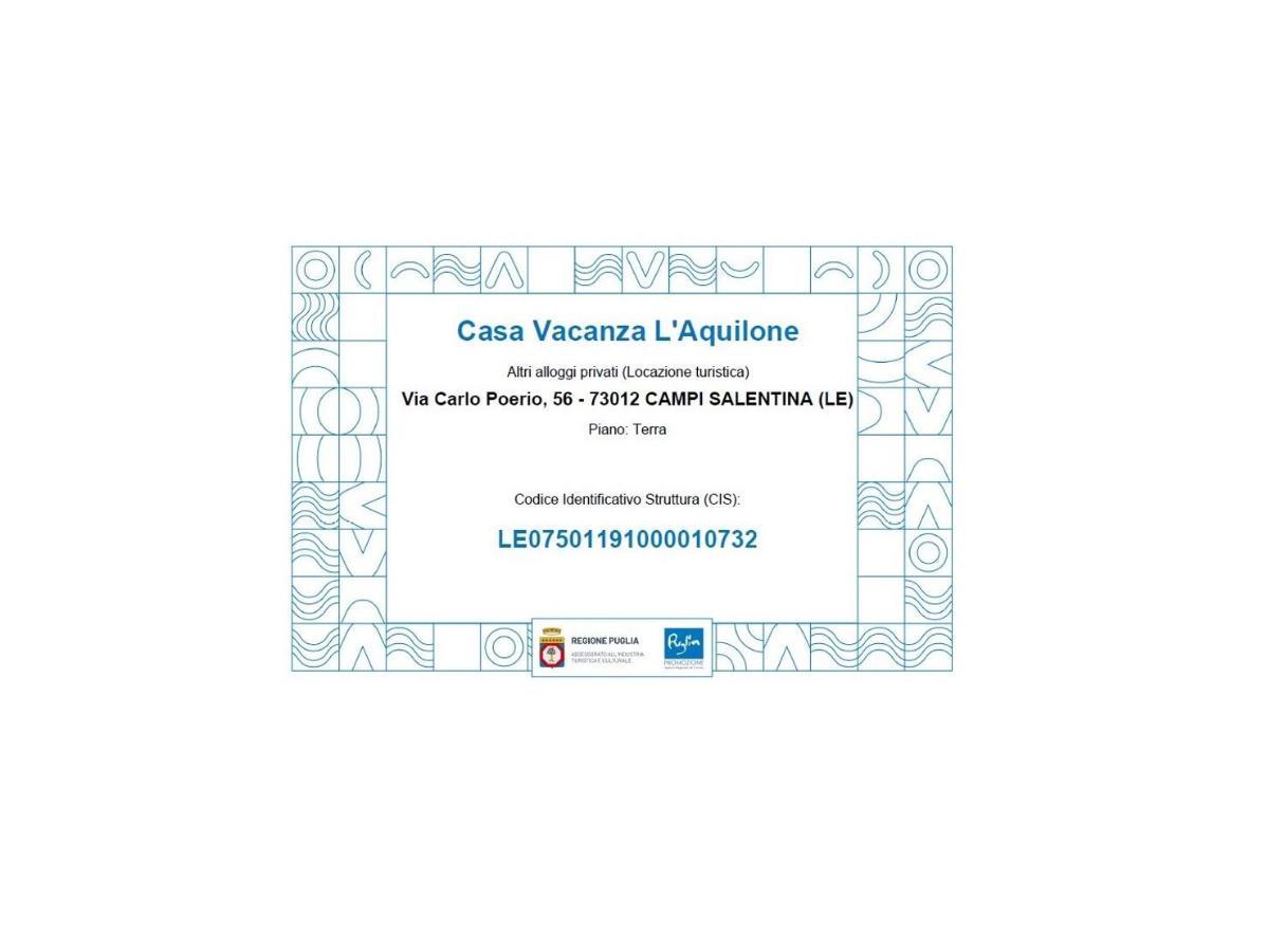 Casa Vacanza L'Aquilone Campi Salentina Exterior foto